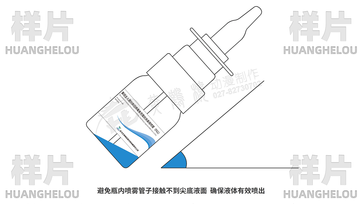 喷雾时瓶身尽量保持微倾斜状态，尤其是最后两喷，瓶身倾斜角度不能太大，避免瓶内喷雾管子接触不到尖底液面，确保液体有效喷出。.jpg