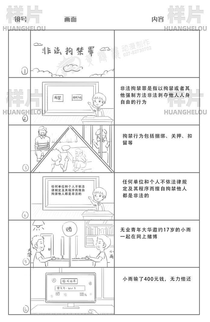 动画制作《非法拘禁罪》法制科普动漫制作脚本1-6.jpg